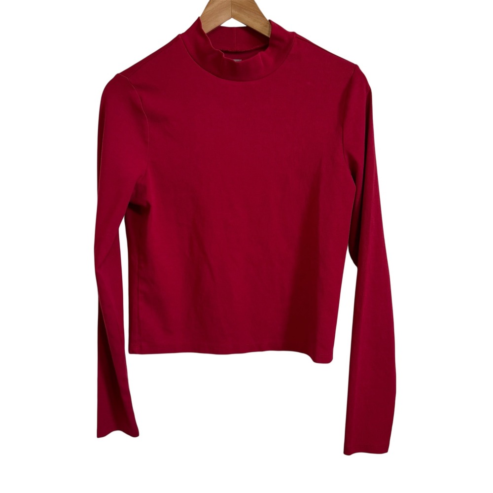 Levi's Red Long Sleeve Mock Neck Top Slim Fit, Women's‎ Size L/G NWT